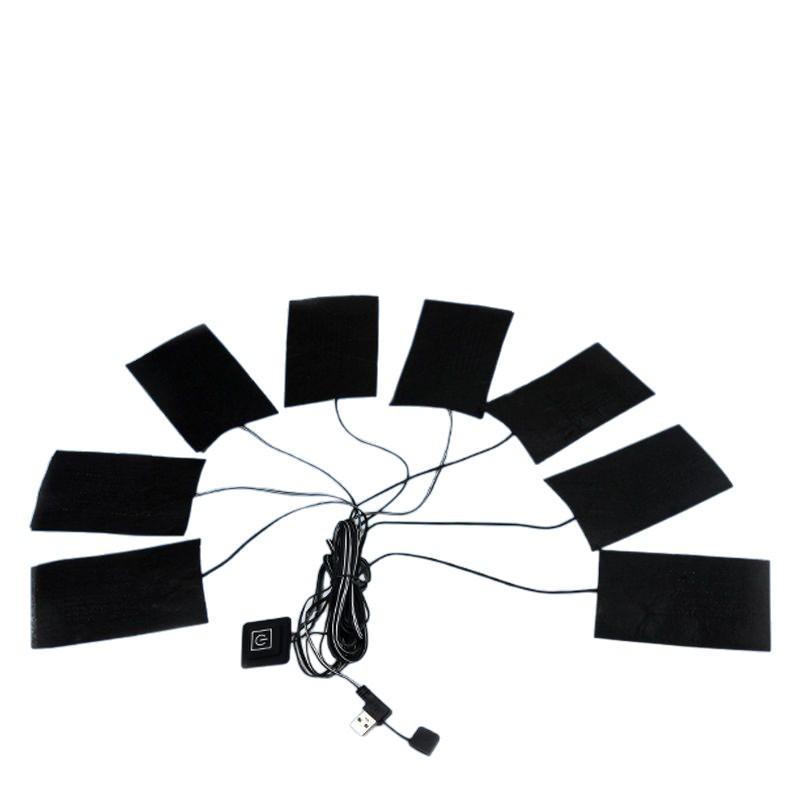 USB Heated Clothing: DIY 5-in-1 Carbon Fiber Heating Pads with Three-Level Temperature Control, Waterproof Electric Heating Film (5V)