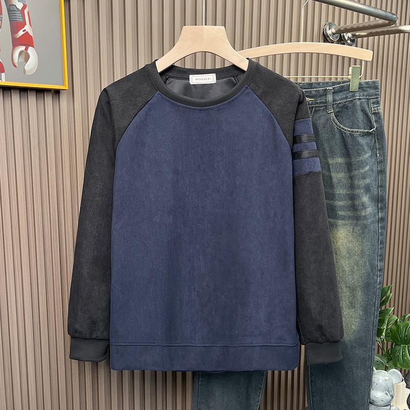 Crew Neck Pullover Long-sleeved T-shirt Sweater Texture Bottoming Shirt Hong Kong Style Light Luxury 2026 Men's New Waffle