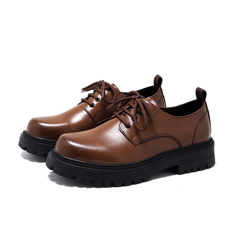 

Кожаная обувь в британском стиле, корейская версия, круглый носок, толстая подошва, увеличивающая рост, обувь с большой головой, кожаная, универсальная, модная, рабочая обувь, мужская 66103-R 44