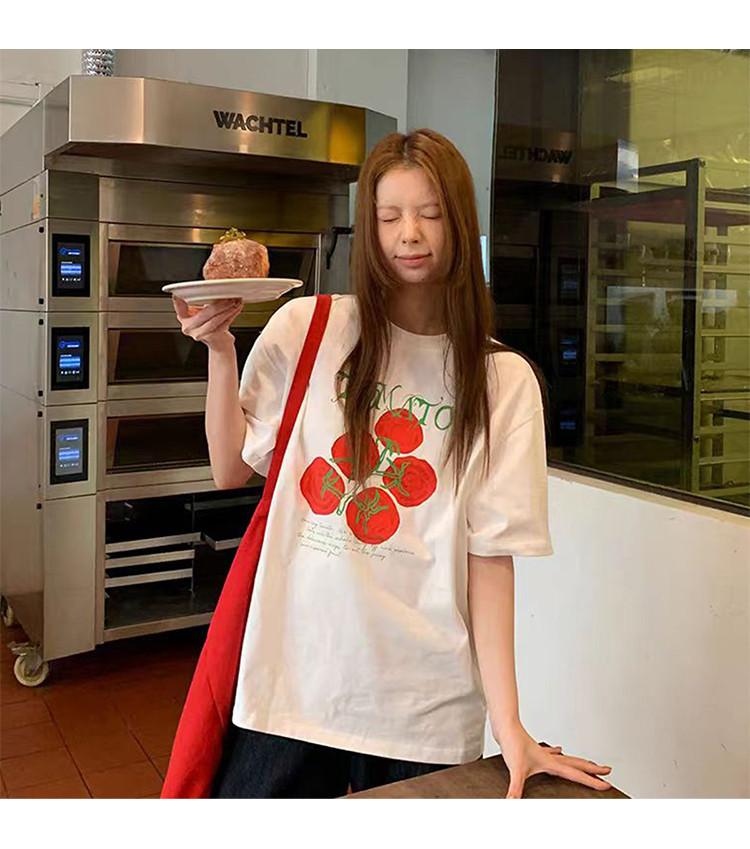 2025 Summer Loose and Slimming Versatile Niche Lazy Casual Daily Commuting Round Neck Short-Sleeved T-Shirt for Girls