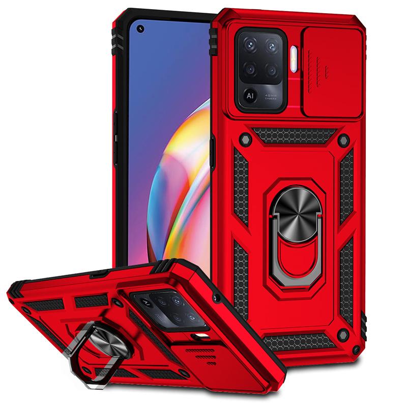 

Чохол для OPPO Reno 5 Lite з бічним об єктивом камери, ударостійкий броньований чохол для OPPO A94 4G Reno5 Lite 5F, магнітне кільце-тримач, захисний чохол For OPPO Reno 5F червоний