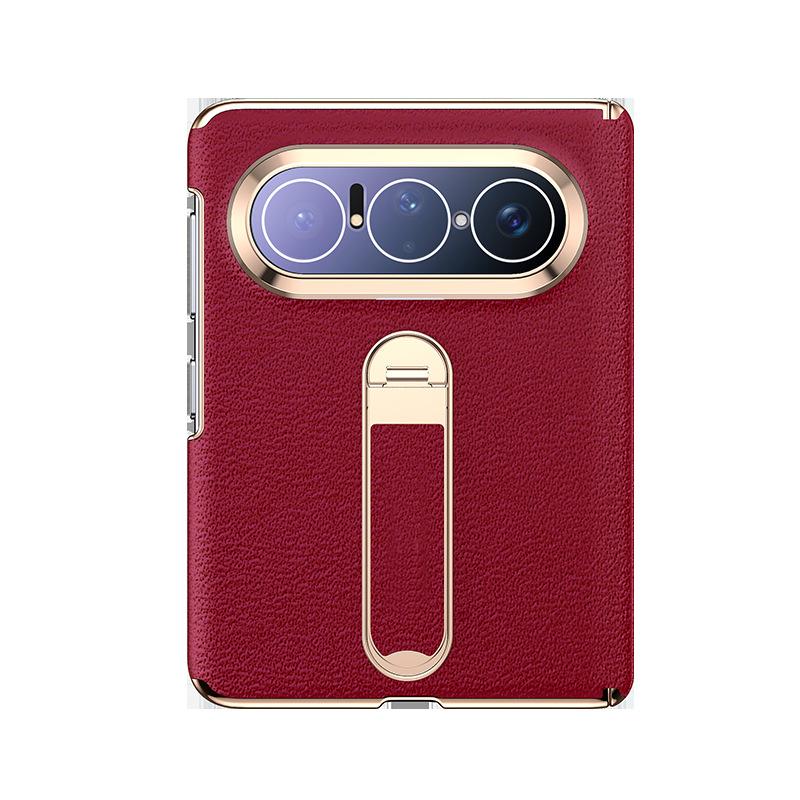 Applicable To Huawei PuraXMax Folding Screen Mobile Phone Case Lens All-inclusive Plain Leather Double Central Axis Rotating Bracket  Case