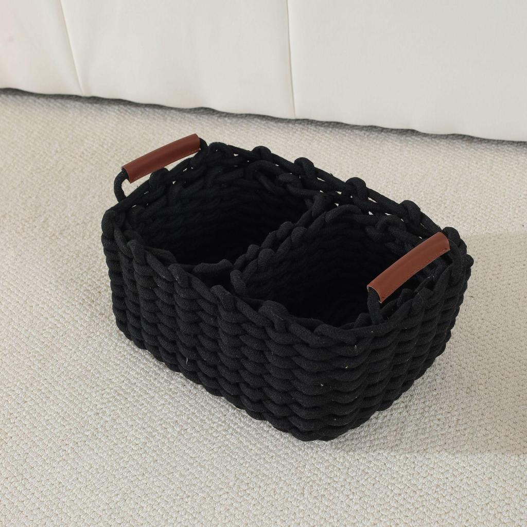 Sundries Cotton Rope Storage Baskets: Large & Small Cosmetic Organizer for Lipsticks & Eyeshadows