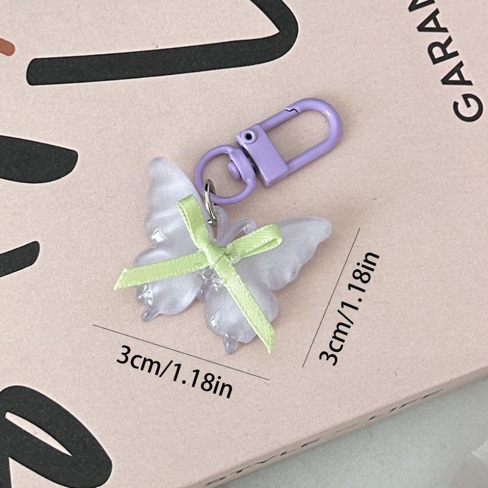 Sweet Butterfly Keychain Cute Ribbon Bow Keyring Creative Jelly Butterfly Pendant  Backpack Decor