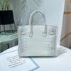 Retro Crocodile Crossbody Handbag with Diamond Buckle for Women