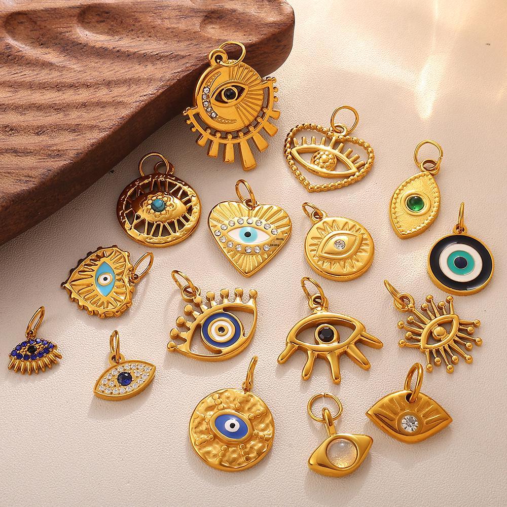 Cross-border Rhinestone Evil Eye Stainless Steel Pendant & Keychain Bracelet Collection
