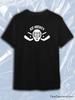 TeeSensation Black Crew Neck Short Sleeve T-Shirt with White Ice Hockey Goalie Mask Crossed Sticks Logo Print