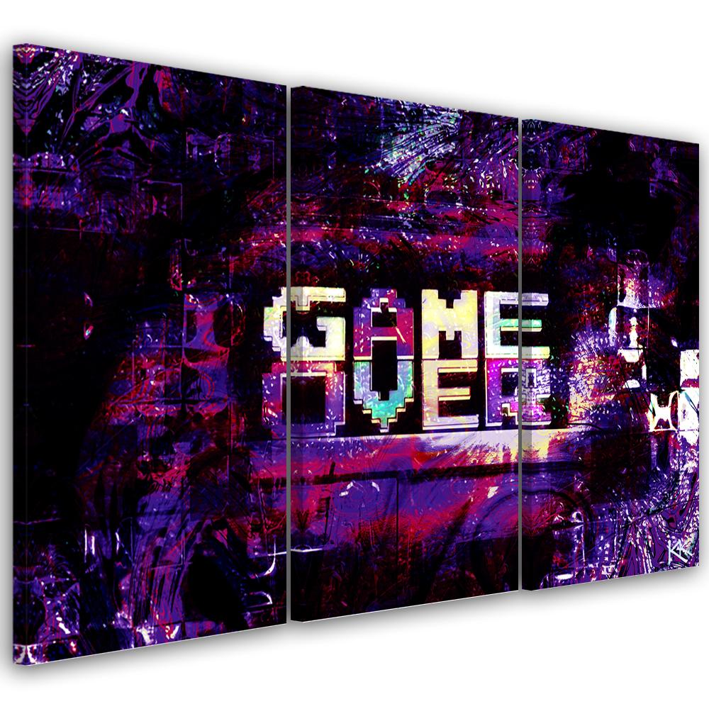 Three Piece Picture Canvas Print Abstract Sign Game Over