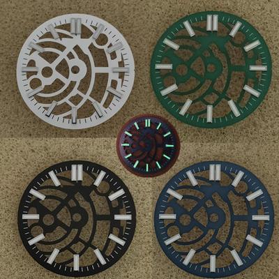 Black White 28.5mm Watch Dial for NH70/NH72 Movement Skeleton Hollow Dial For Diver Watch Accessories Parts Luminous Accessory
