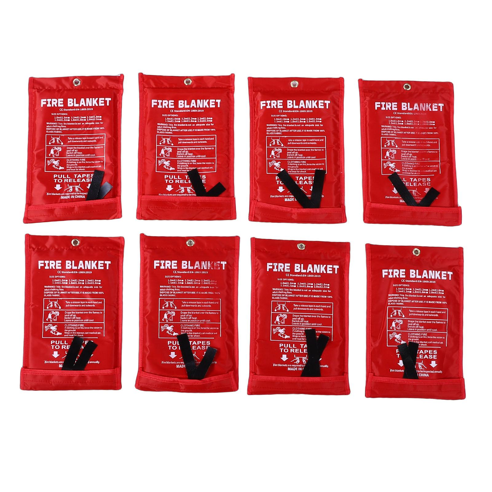 8Pcs Fire Blankets Emergency Fire Retardant Fiberglass for Home Kitchen 1m X 1m with Storage Bags fiberglass