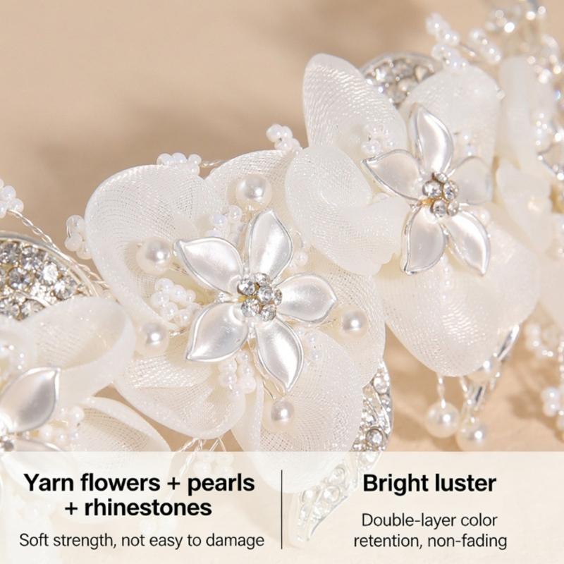 Elegant Asymmetric Snowflake Bridal Tiaras Made Of Copper Alloy With Simulated Pearls For Special Occasions