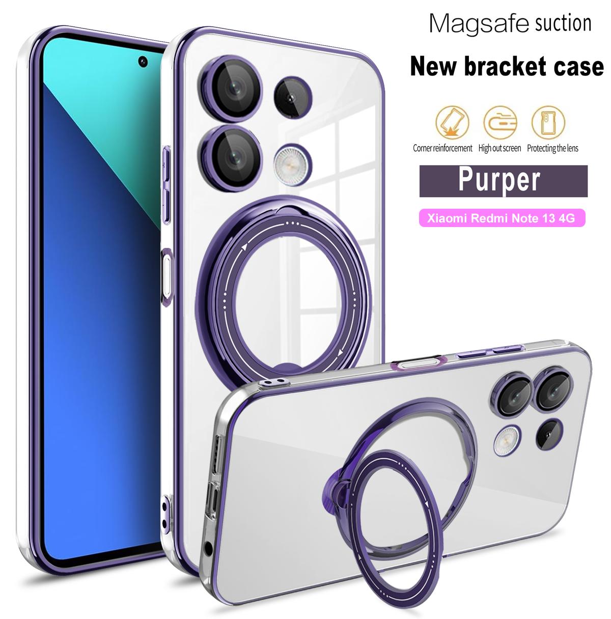 Магнитный прозрачный чехол для телефона с покрытием и кольцом для Xiaomi Redmi Note 13 — фото 8