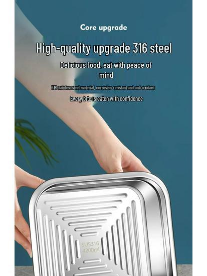 Pojemny, hermetyczny lunchbox ze stali nierdzewnej z pokrywką - Przenośny pojemnik do przechowywania żywności