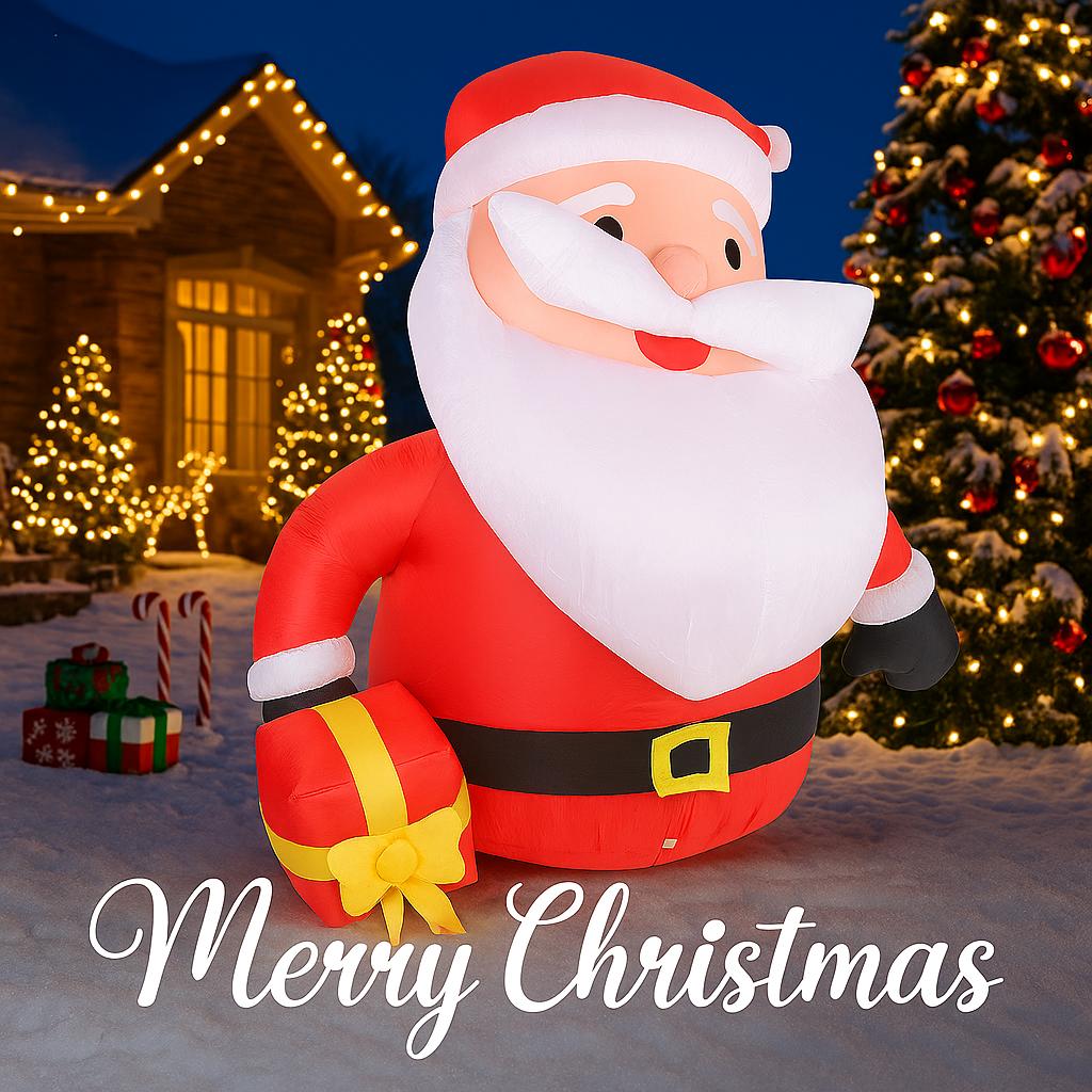 5.91FT Inflatable Toy Santa Claus Gift Box with LED Lit Xmas Yard Party Decoration Christmas Home Supplie Ornament Festive Gift