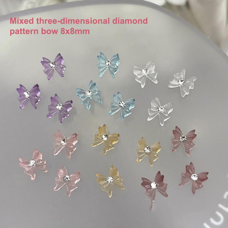 Runde Strass Nagel Schleifen Charms 20 Stück Eis Transparent Kristall Schleife Schmuck Diamant Harz Band Edelsteine Für Nägel Zubehör