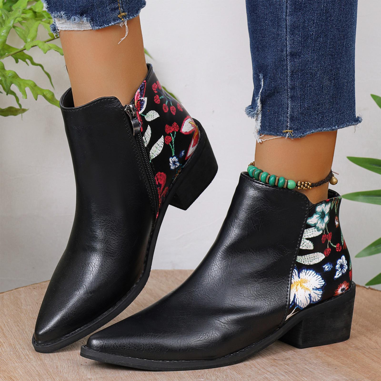 Women s Pointed Toe Heel Boots with Elastic - Fit for Fall Winter 36