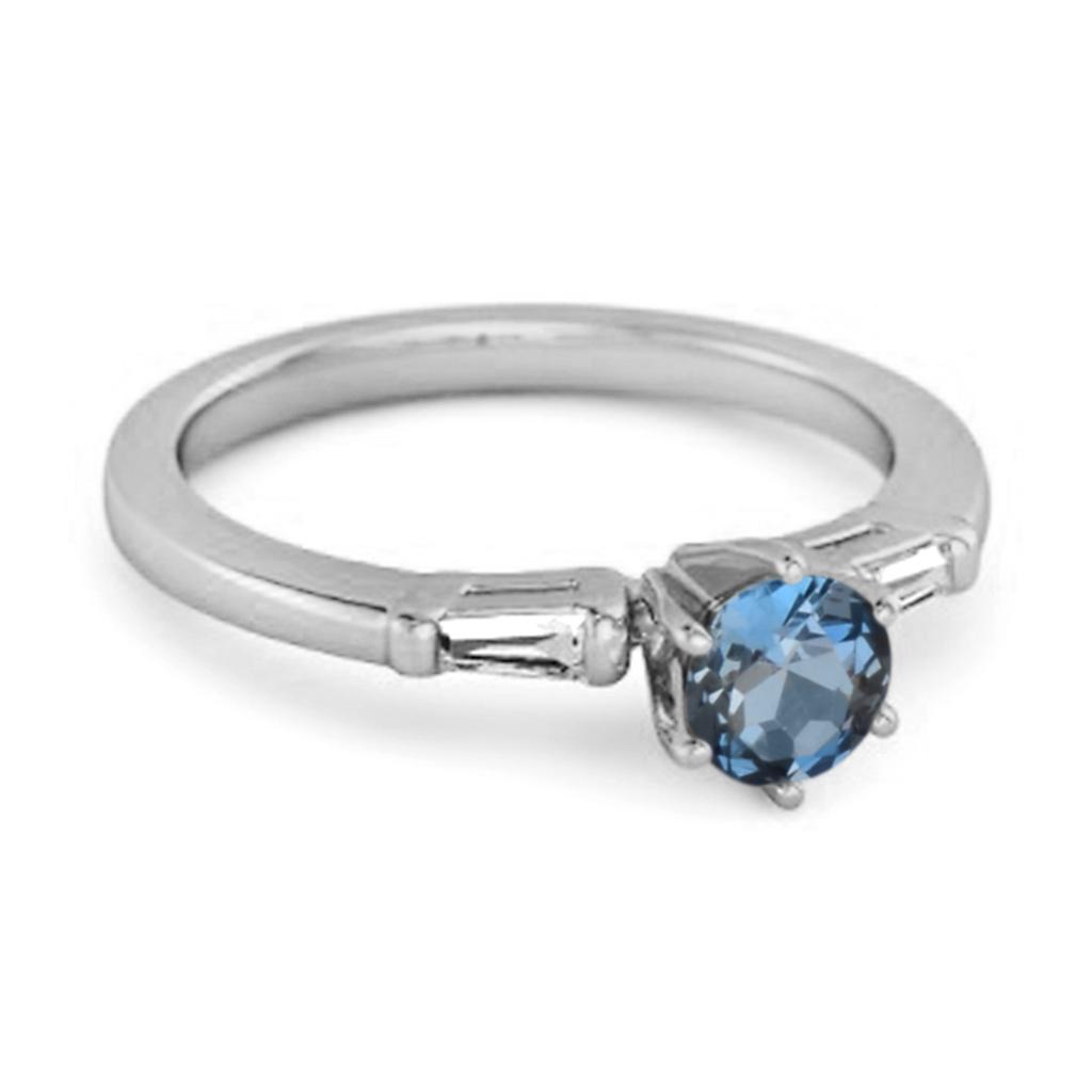 Pierścionek z trzema kamieniami - Topaz London Blue - Srebro Sterling 925