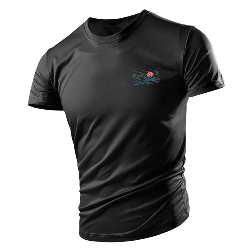 Four Seasons Fashion Adult Men'S Crew-Neck T-Shirt Creative Sunset Pattern 2d Print Breathable Quick-Drying Short-Sleeved Top
