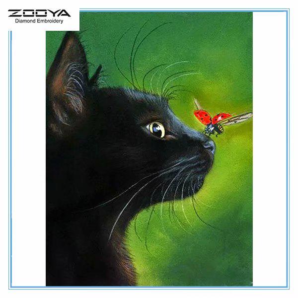 

ZOOYA DIY 3D Алмазная вышивка Крестиком Домашний декор Кошки Божья коровка