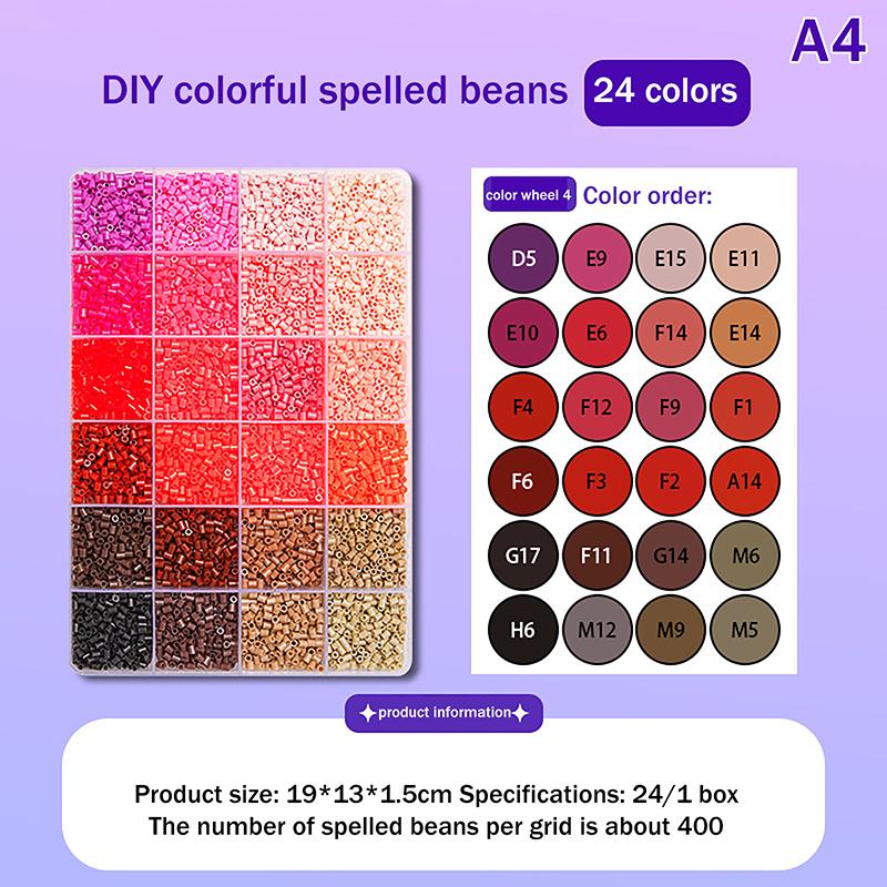 24Colors/Set Each Grid Contains 400Pcs Mini Beads Fuse Beads Puzzles Beads For Kids Diy High Quality Puzzles Handmade Gift Toy