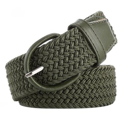 Women Canvas Belt Korean Version of Anti-metal Allergy Woven Belt Elastic Elastic Belt Canvas Men and Women General Pin Buckle Casual All-match