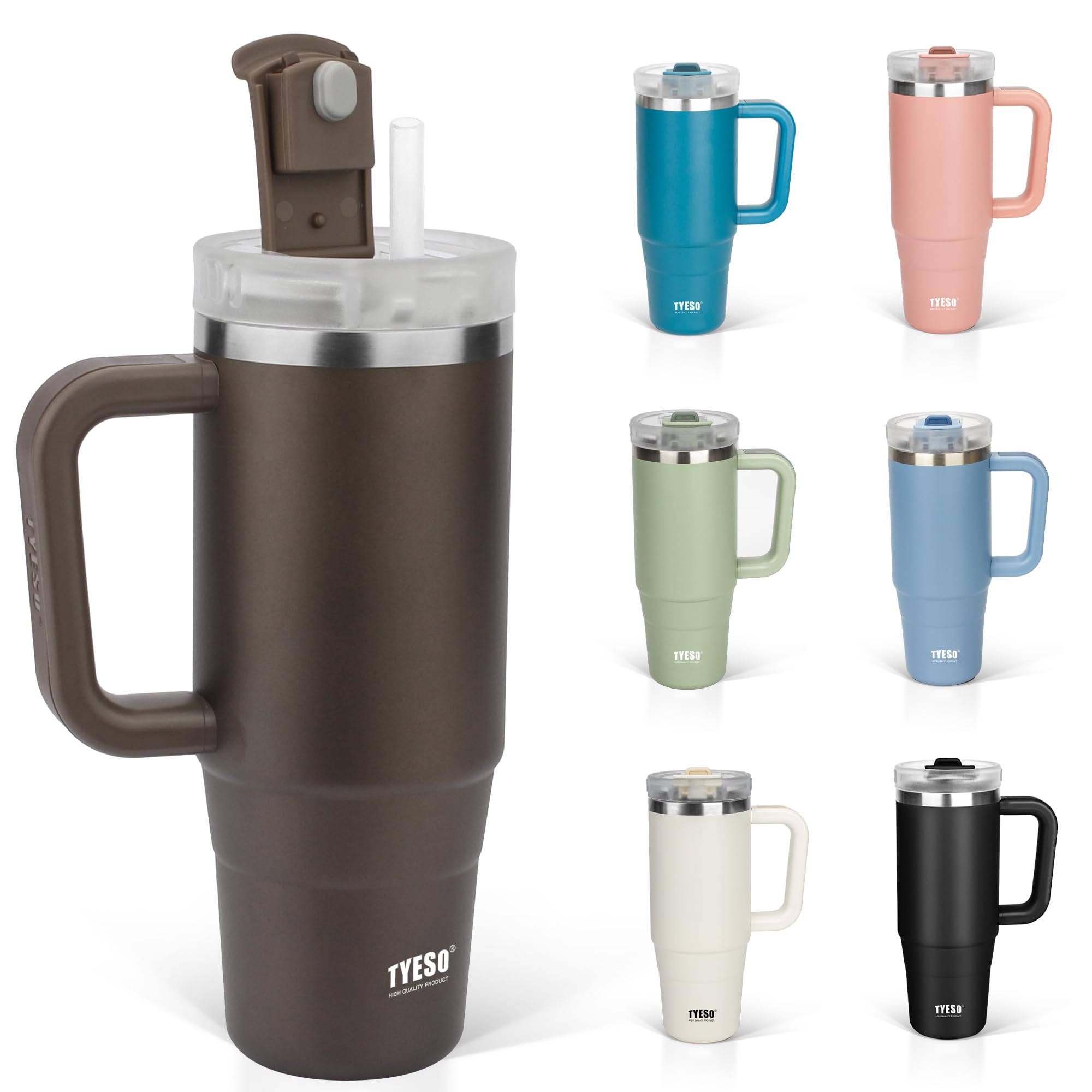 

TYESO Water Cold Stainless Steel Water Vacuum Double Wide Large Direct Brown Tumbler, 0.9L, Bottle, Insulation, Bottle, Bottle, Straw, Handle, Mug, коричневый