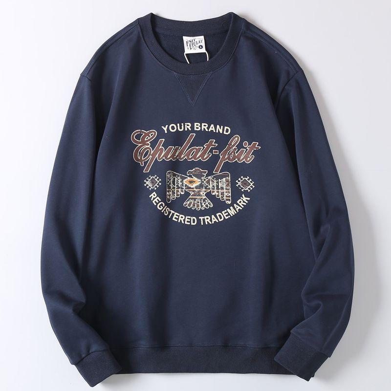 Export Export Tail Order High Street Fashionable Terry Cotton Pullover Sweatshirt Men Retro Crew Neck Print Sports Casual Top Baolan L