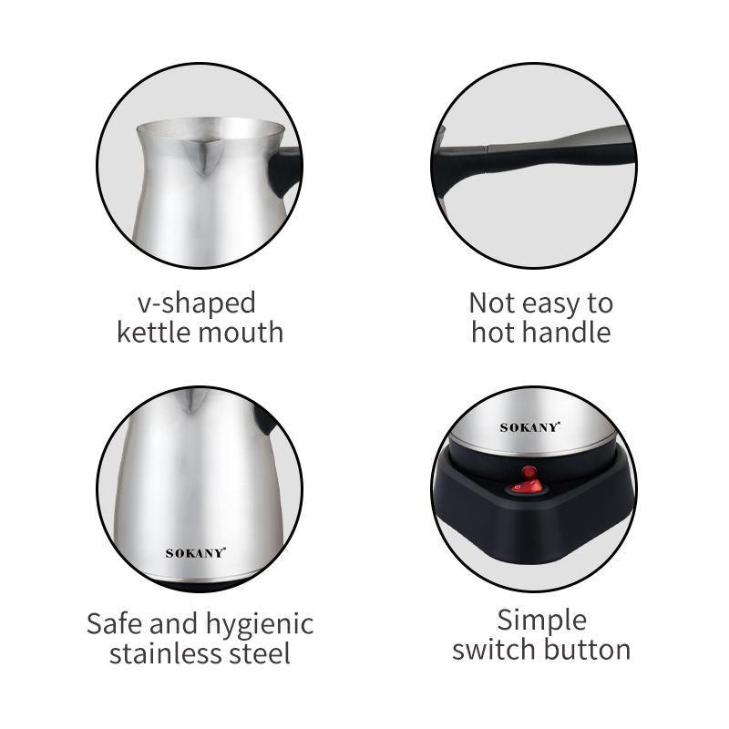 Portable Turkey Coffee Maker Italian Mocha Pot Coffee Tea Milk Heating Cooker Greek Turkish Coffee Machine for Household Office