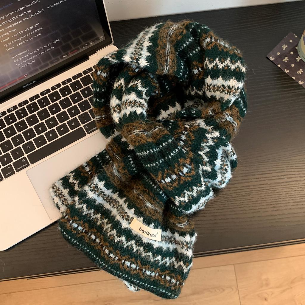 Fair Island Contains Knitted Scarves for Women, Warm In Autumn and Winter, Thickened and Cold-proof, Student Neck Protection, and Advanced Atmosphere