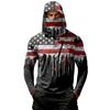 Men’s Casual Long Sleeve Hoodie with Independence Day Print Lightweight Sun Protection Pullover Top with Front Pocket Slash Design