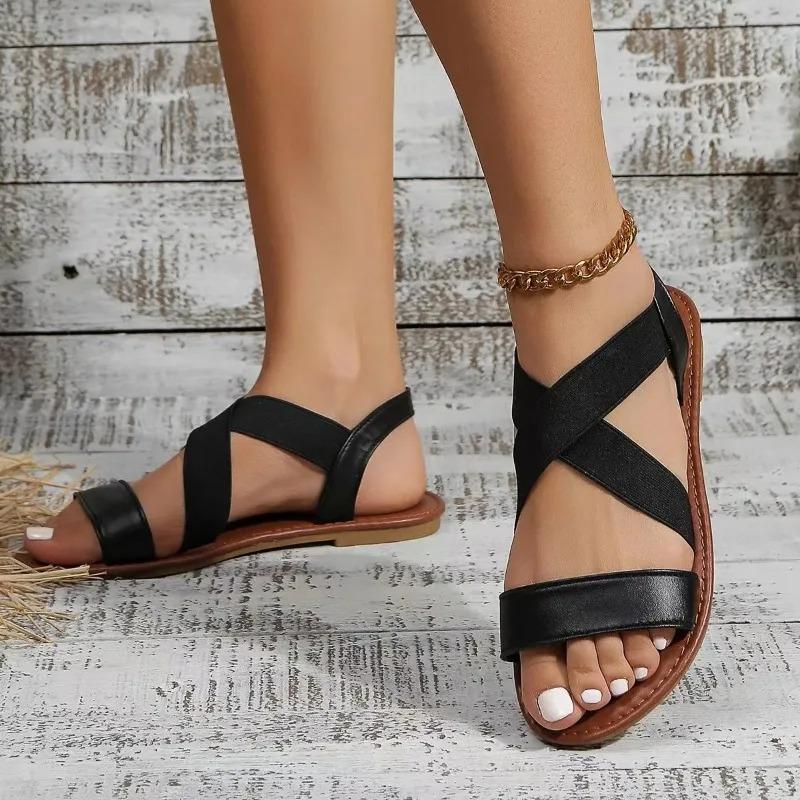 Flat Sandals 2024 Summer New Anti Slip Versatile Cross Shallow Mouth Fashion Comfortable Women's Shoes Zapatos De Mujer Luxury