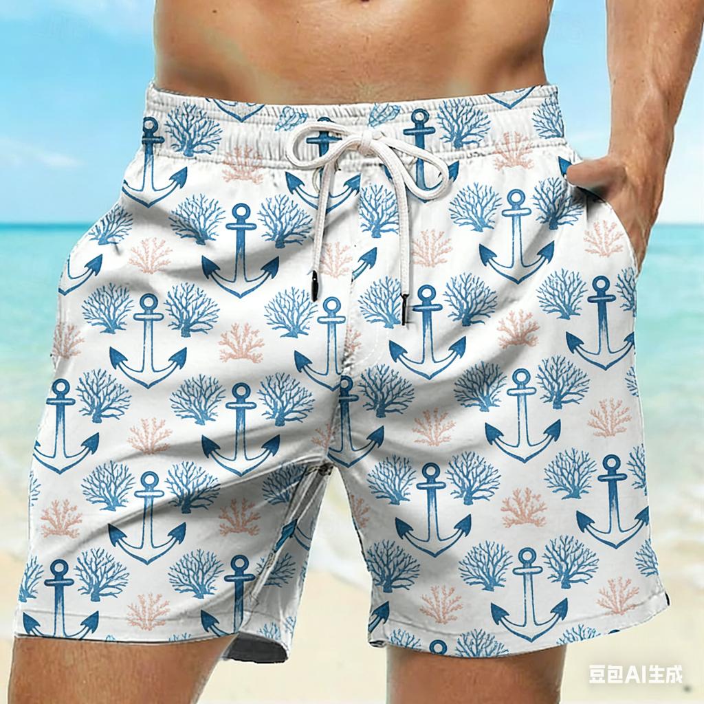 Men's 3D Printed Casual Shorts Quick Dry Stretch Fabric Loose Fit Beach Shorts Plus Size Summer Short Pants