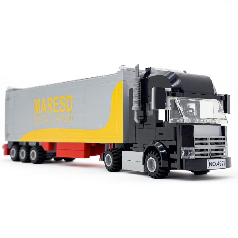 Fahrzeug Stadt Schwerlast-Container-LKW Bausteine, Sattelzug-Frachtmodell, Logistik-Transport-LKW Konstruktionsspielzeug Geschenk