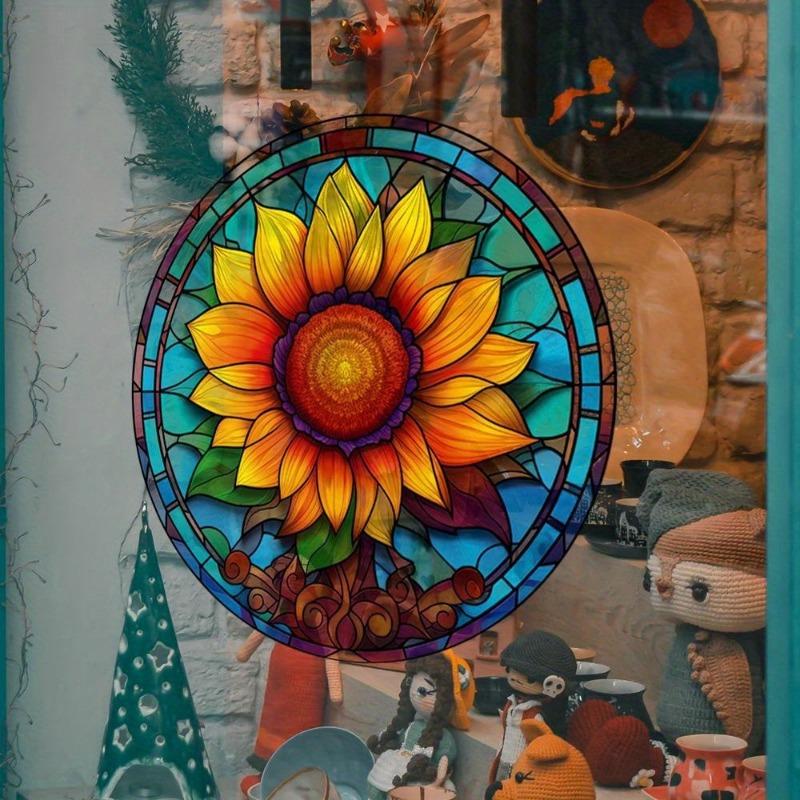 Adesivo di Avvertimento Anti-collisione Girasole Colore 3D Elettrostatico Vetro Finestra Adesivo Artistico Decorativo