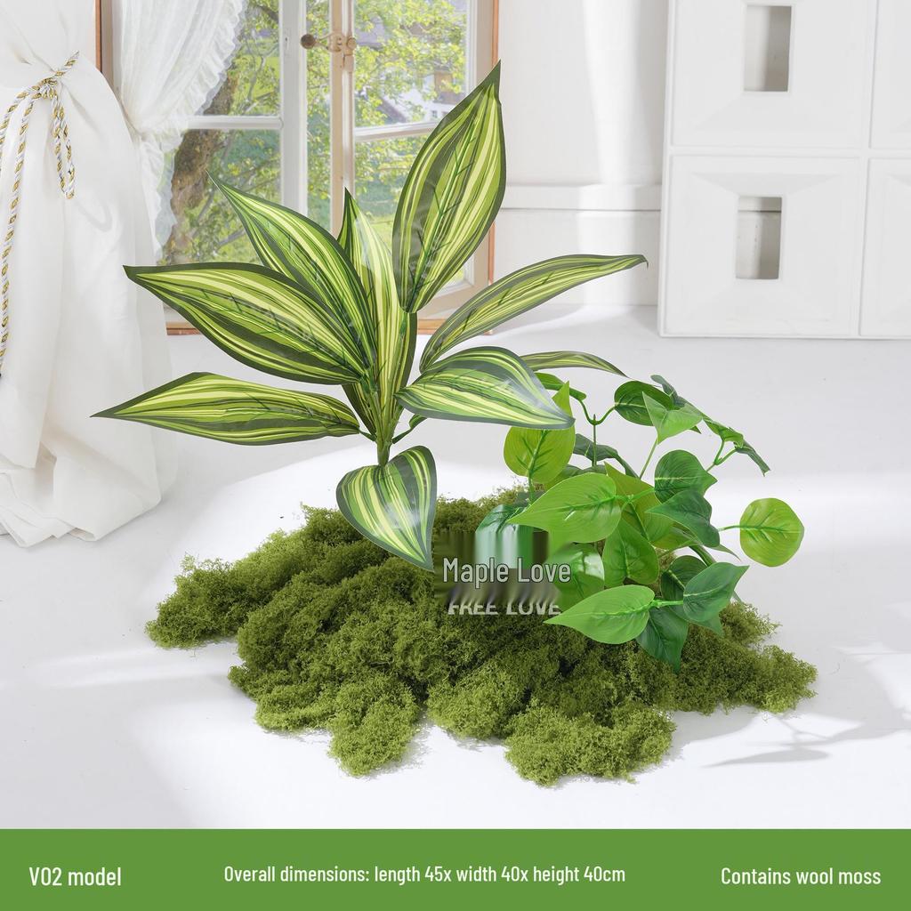 Luxury Faux Green Plant and Flower Decor - Indoor Moss and Grass Clusters for Elegant Landscaping.