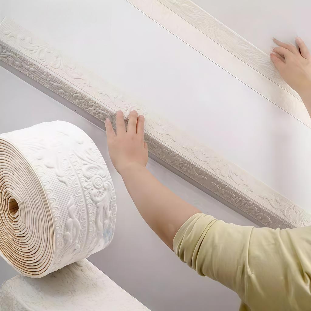 1ROLL 2.3MX12CM Skirting Ceiling Decoration Strip Wall Stickers Self Adhesive Baseboard Waterproof Waist Line Border Wall Top