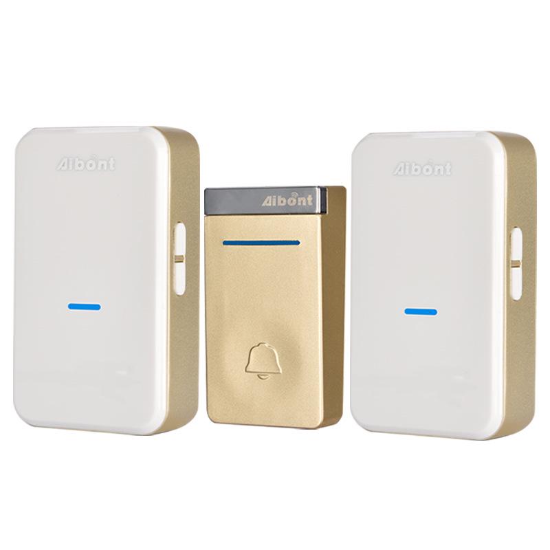 Battery-Free Smart Wireless Doorbell with One Transmitter & Two Receivers, EU/US Plug, Long Range, Waterproof.