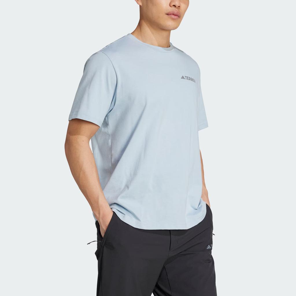 Adidas Terrex Ss25 Polygiene Graphic Outdoor Sports Crew Neck Short Sleeve T-Shirt Men Tops Blue Yellow JI8326