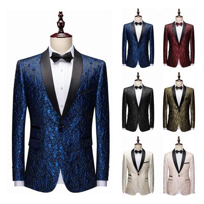 Herren Blazer Jacquard Anzug Mehrere Farben Schlank Prom Hochzeit Bühne Leistung Kostüm