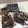 Soft Leopard Print Thickened Scarf Winter Shawl Lightweight Polyester Neckerchief Shawl For Women And Girls