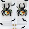 Spider Wreath Wooden Black Spider Wreath with Artificial Flowers Front Door Hanging Decoration for Floral Arrangement Halloween Wall Window Decor