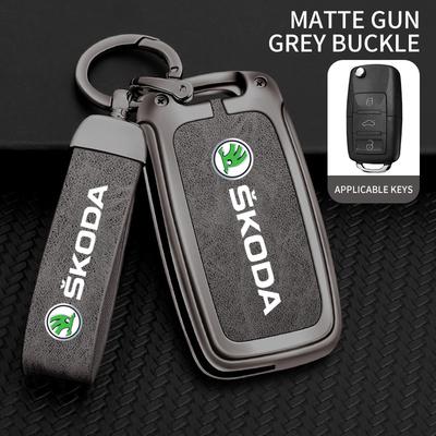 CUHW5 Car Flip Remote Key Fob Case Cover Protector Shell Holder For Octavia A5 A7 Fabia Superb Kodiaq Karoq Keychain Accessories