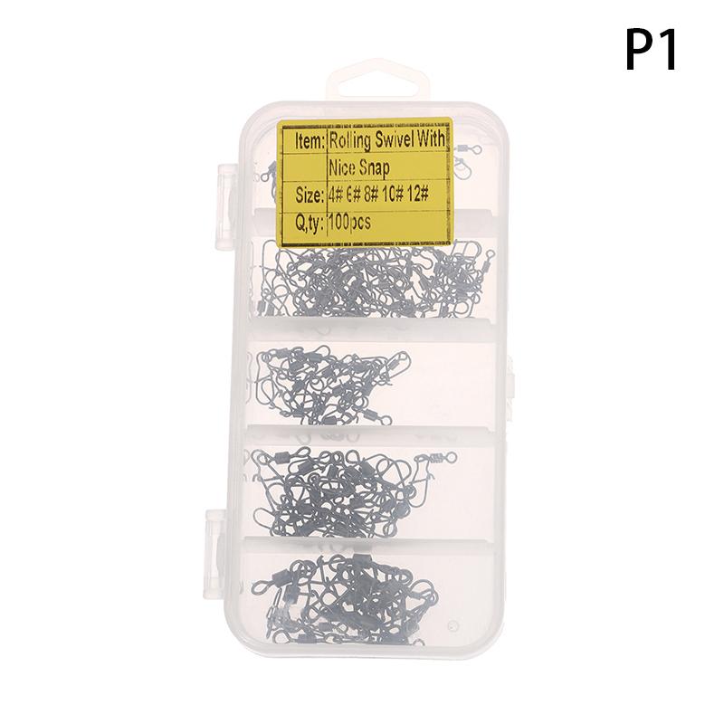 100 Buc/Cutie Conector Pescuit Inox Pin 4# 6# 8#10#12# Vârtel Rulant cu Rulment cu Agrafă Accesorii Momeală Cârlig de Pescuit