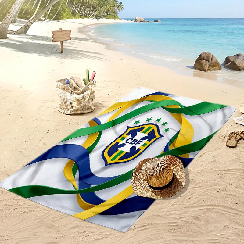 Ręcznik plażowy z nadrukiem piłkarskim Brazylii, szybkoschnący, super chłonny, miękki ręcznik kąpielowy na basen, plażę, podróż, pamiątka dla fana