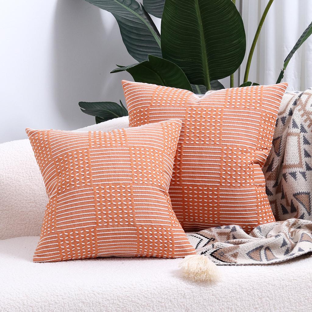Textured Weaving Throw Pillow Covers Boho Farmhouse Geometric Cushion Cover for Home Living Room Couch Bed Chair Decor