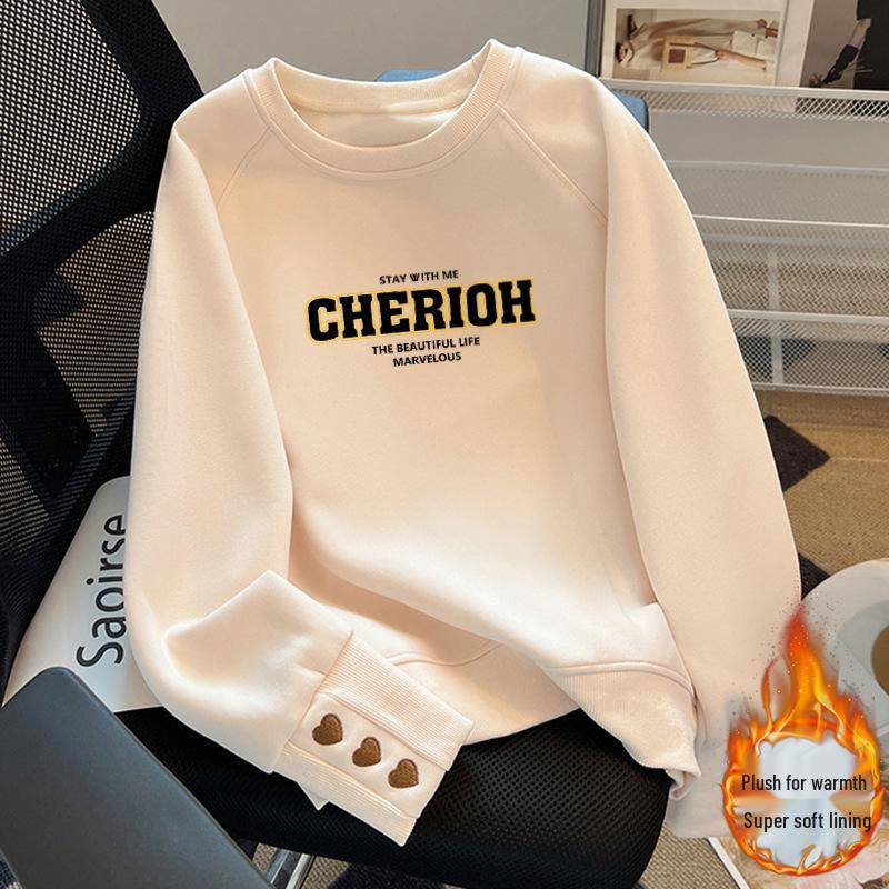 

Женский свитшот с флисовой подкладкой, стиль Осень/Зима 2025, модный и омолаживающий дизайн. XL