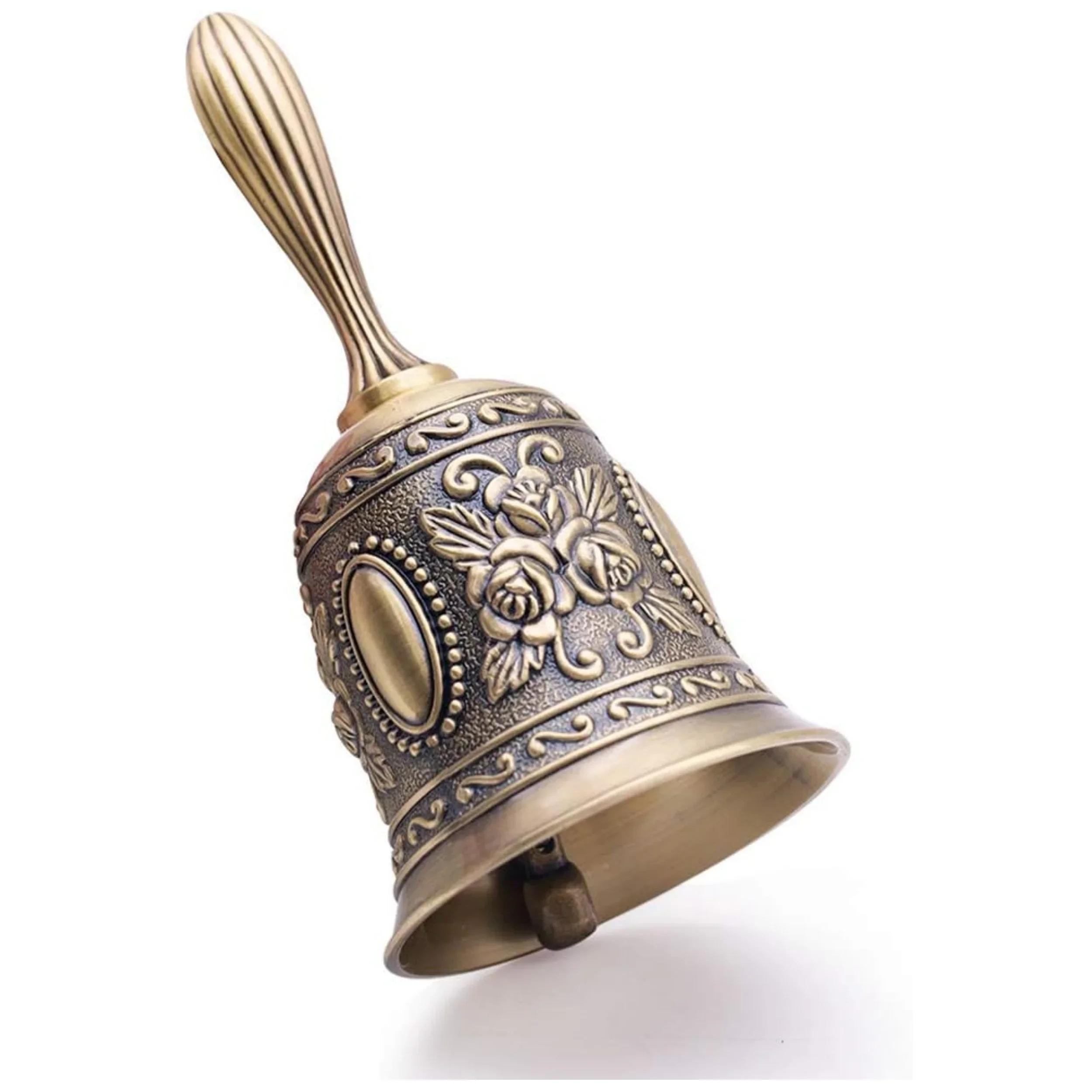 1Pc Retro metal tone hand bell Bar restaurant bar counter hand cranked call dish delivery bell Kindergarten class bell