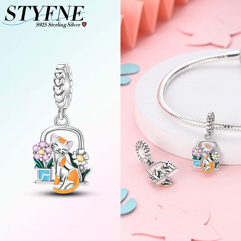 

Оригинальные Шармы Медь Креативный Балкон Кот Цветы Подвески Подходят для Браслетов Plata для Женщин Изготовление Ювелирных Изделий Подарки