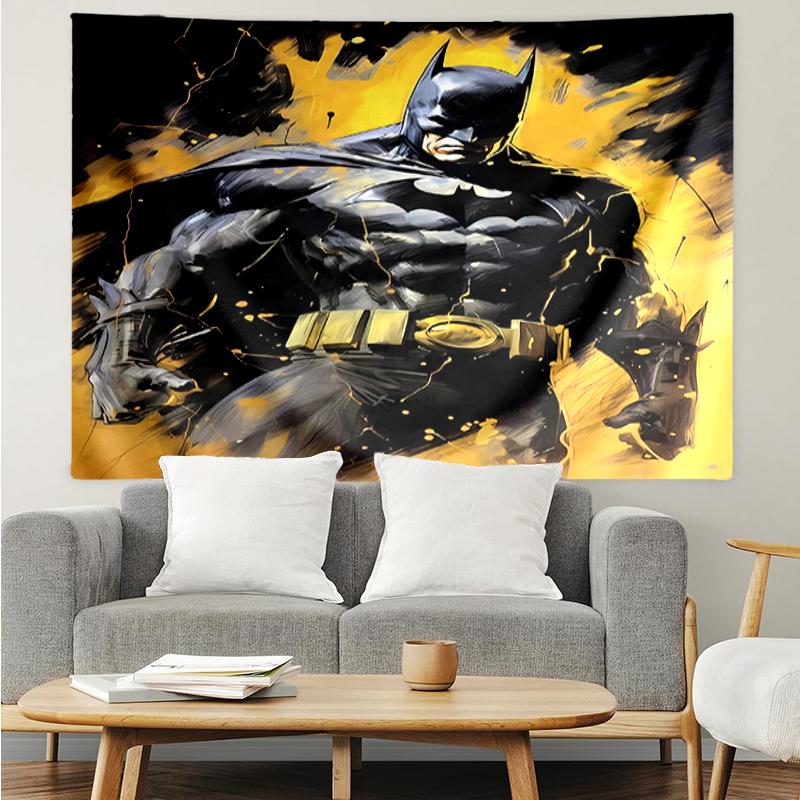 Batman Print Tapestry, Backdrop, Easy Setup, Ideal for Bedroom, Office & Living Room, with Aesthetic Wall Hanging Decor.