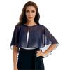 Womens Chiffon Cape Shawl One Button Cover Up Sheer Wedding Party Dress Wrap for Bridal or Evening Events